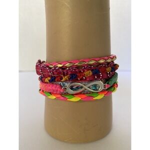 Teen‎ Girls Kids Boho bracelet colorful bright colors gold tone 7" small wrist